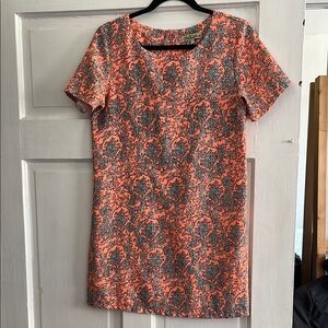Coral Patterned Shift Dress